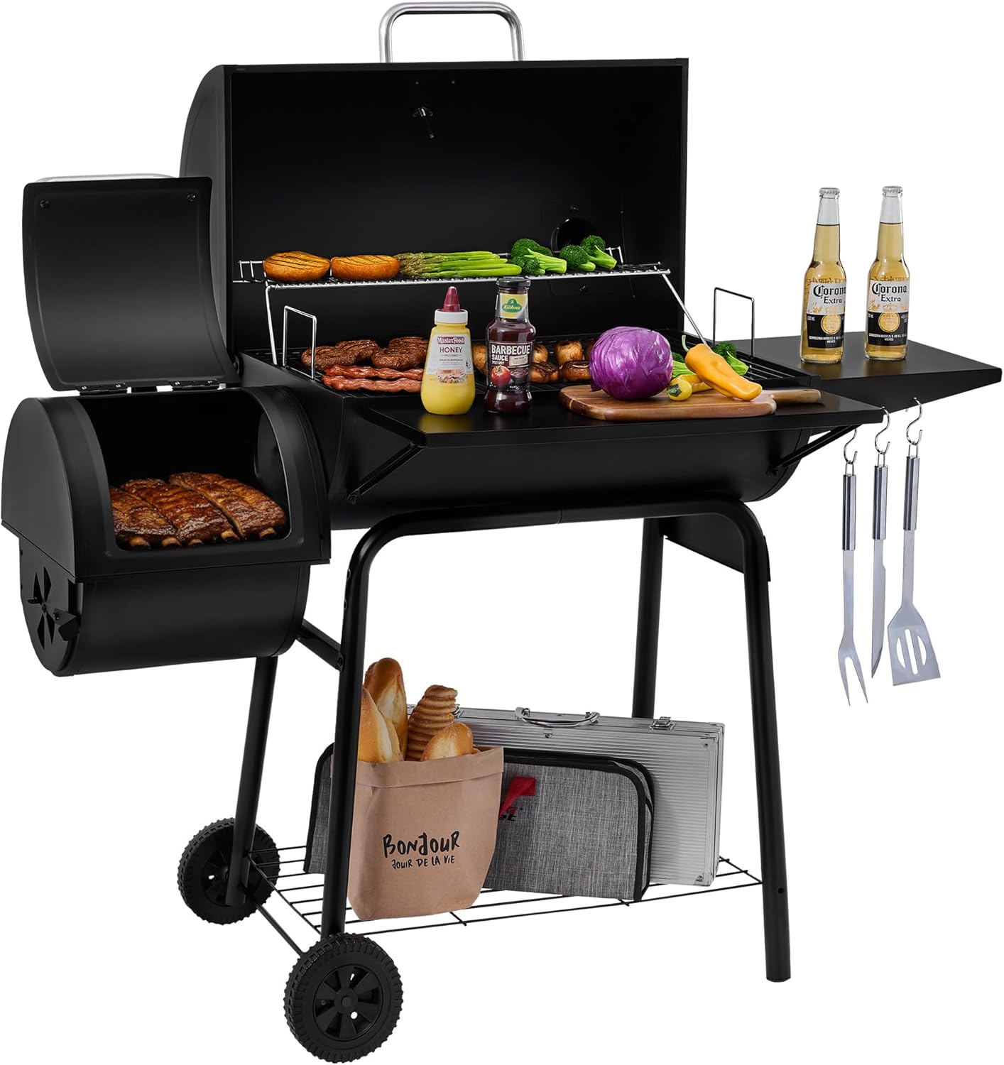 Royal Gourmet CC1830S BBQ Charcoal Grill and Offset Smoker, Outdoor Camping