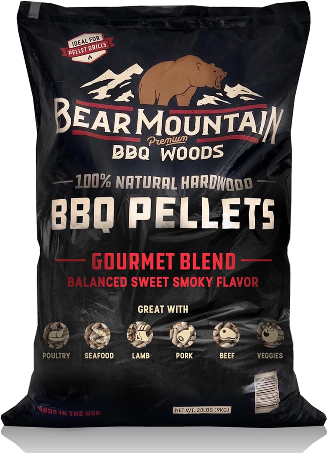 Bear Mountain Gourmet Blend Wood Pellets for Smoker, Grill & BBQ, 20 lb Bag