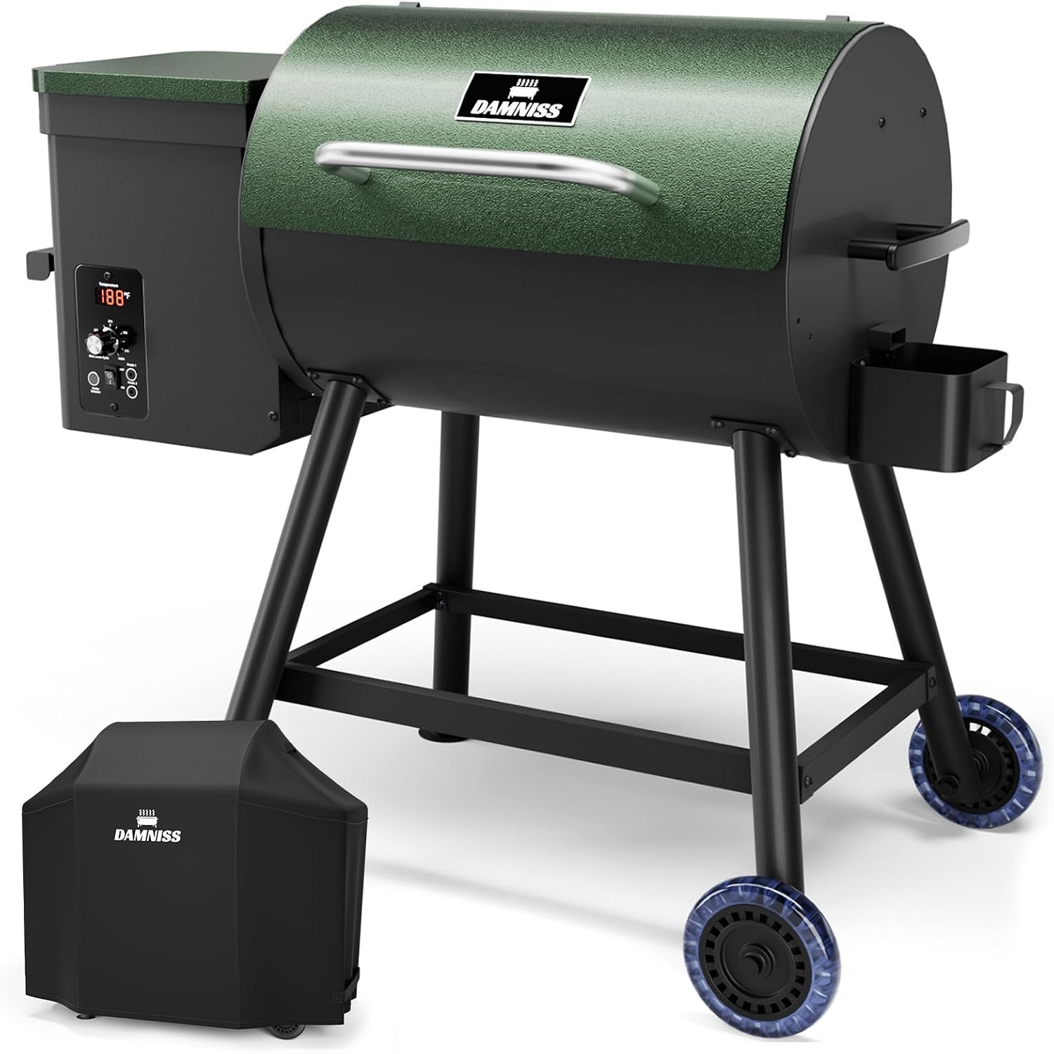 Electric Pellet Grill & Smoker, 450 Sq In, PID Control, 8-in-1, 450°F Max