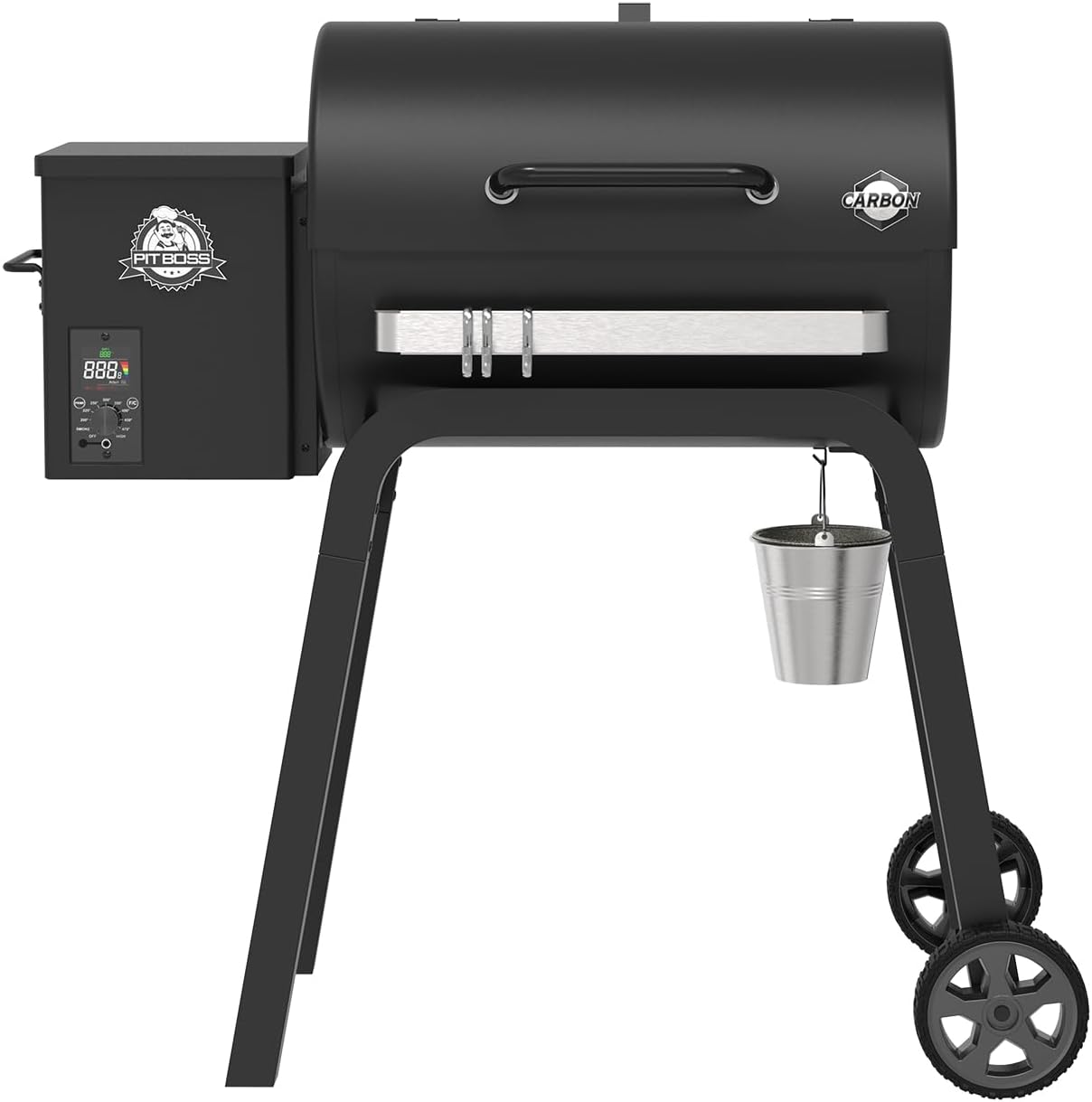 Pit Boss 700 Carbon Series Wood Pellet Grill &amp; Smoker with LCD Digital Controller, 718-Sq. in. Cooking Space, 180°F to 500°F Temperature Range, Meat Probe, 13.5 lb. Pellet Hopper, Black